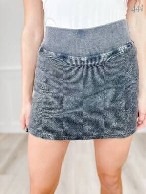 NEW MOON RYDER snitch my heart high-rise corded skort in black